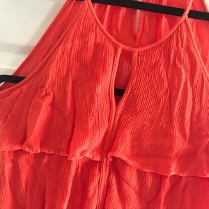 BCNU Ruffle Tank | orange halter festival summer